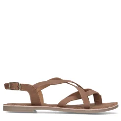 Camel Leren Sandalen Met Gekruiste Bandjes^Sacha Discount
