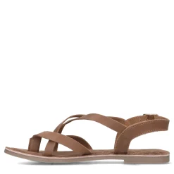 Camel Leren Sandalen Met Gekruiste Bandjes^Sacha Discount