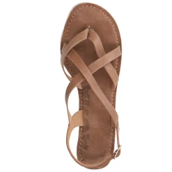 Camel Leren Sandalen Met Gekruiste Bandjes^Sacha Discount