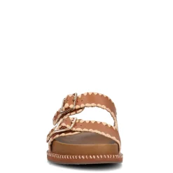 Camel Leren Slippers Met Gespen^Sacha Best Sale