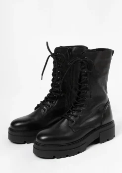 Chunky Zwarte Leren Veterboots^Sacha Cheap