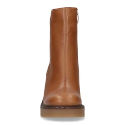 Cognac Enkellaarsjes Met Blokhak^Sacha Sale