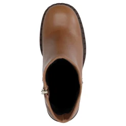 Cognac Enkellaarsjes Met Blokhak^Sacha Sale