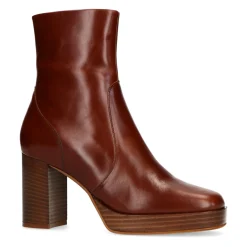 Cognac Enkellaarzen Met Hak^Sacha Shop