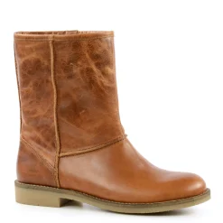 Cognac Korte Laarzen Met Imitatiebont^Sacha Sale