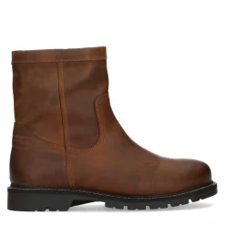 Cognac Leren Boots Met Imitatiebont^Sacha Best