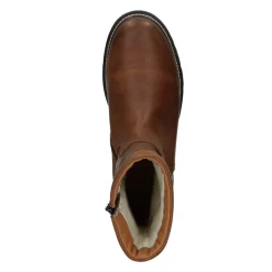 Cognac Leren Boots Met Imitatiebont^Sacha Best