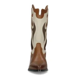 Cognac Leren Cowboylaarzen Met Off White Details^Sacha Flash Sale