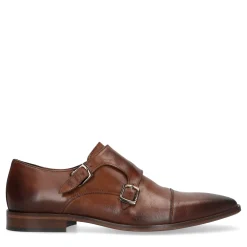 Cognac Leren Gespschoenen^Sacha Store