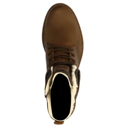 Cognac Leren Veterboots Met Beige Voering^Sacha Fashion