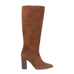 Cognac Suede Hoge Laarzen Met Hak^Sacha Clearance