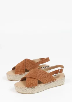 Cognac Suede Plateau Sandalen^Sacha Cheap