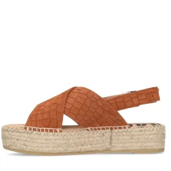 Cognac Suede Plateau Sandalen^Sacha Cheap