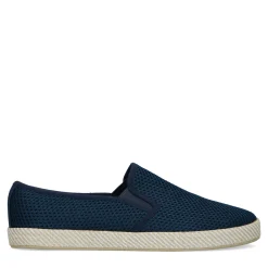 Donkerblauwe Canvas Loafers Met Geweven Touwzool^Sacha Fashion