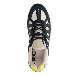 Donkerblauwe Leren Sneakers Met Gele Details^Sacha New