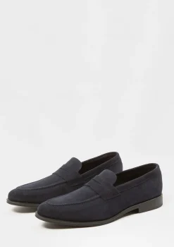 Donkerblauwe Suede Klassieke Loafers^Sacha Clearance