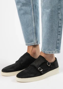 Donkerblauwe Suede Monk Sneakers^Sacha Discount