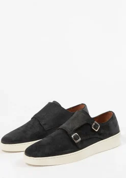 Donkerblauwe Suede Monk Sneakers^Sacha Discount