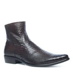Donkerbruine Lage Boots Met Snakeskin^Sacha Store