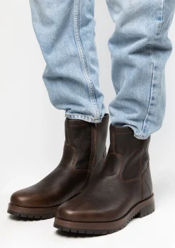 Donkerbruine Leren Boots Met Imitatiebont^Sacha Best