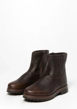 Donkerbruine Leren Boots Met Imitatiebont^Sacha Best