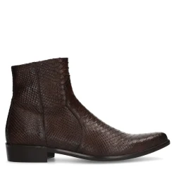 Donkerbruine Leren Western Boots Met Snakeskin^Sacha Online