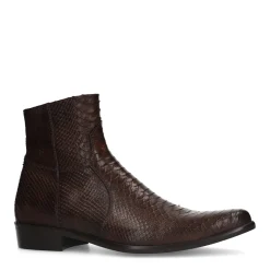 Donkerbruine Leren Western Boots Met Snakeskin^Sacha Online