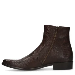 Donkerbruine Leren Western Boots Met Snakeskin^Sacha Online