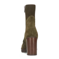 Donkergroene Enkellaarsjes Met Blokhak^Sacha New