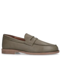 Donkergroene Leren Penny Loafers^Sacha Cheap