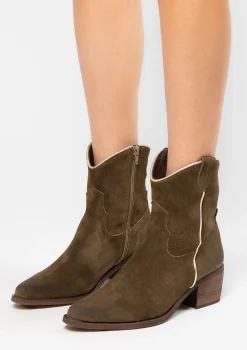 Donkergroene Suede Lage Cowboylaarzen^Sacha Shop