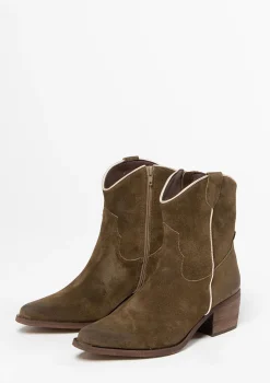 Donkergroene Suede Lage Cowboylaarzen^Sacha Shop