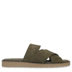 Donkergroene Suede Slippers^Sacha Outlet
