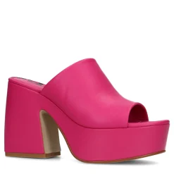 Fuchsia Leren Muiltjes Met Plateau Hak^Sacha Cheap