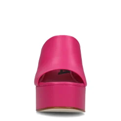 Fuchsia Leren Muiltjes Met Plateau Hak^Sacha Cheap