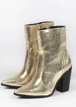 Gouden Enkellaarsjes Met Snakeskin^Sacha New
