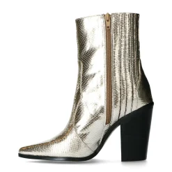 Gouden Enkellaarsjes Met Snakeskin^Sacha New