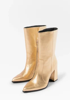 Gouden Enkellaarsjes Met Hak^Sacha Online