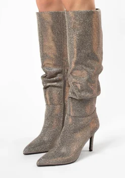 Gouden Hoge Laarzen Met Glitters^Sacha Shop