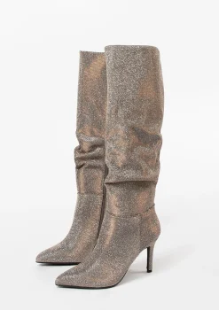 Gouden Hoge Laarzen Met Glitters^Sacha Shop