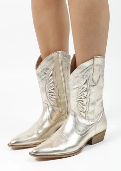 Gouden Leren Cowboylaarzen^Sacha Hot