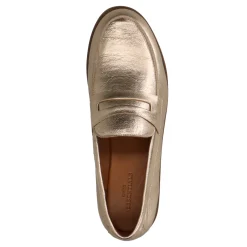 Gouden Leren Penny Loafers^Sacha New