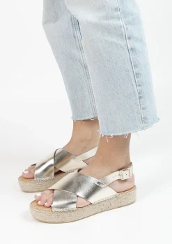 Gouden Leren Plateau Sandalen^Sacha Outlet