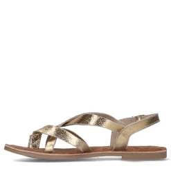 Gouden Leren Sandalen Met Gekruiste Bandjes^Sacha Hot