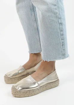 Gouden Metallic Leren Espadrilles^Sacha Cheap