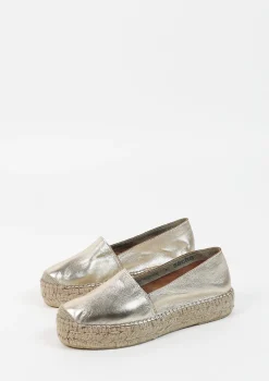Gouden Metallic Leren Espadrilles^Sacha Cheap