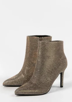 Gouden Shiny Enkellaarsjes Met Hak^Sacha Sale