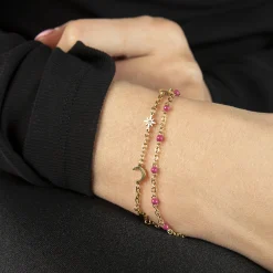 Goudkleurige Armband Met Roze Kraaltjes^Sacha Clearance