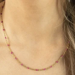 Goudkleurige Ketting Met Roze Kraaltjes^Sacha Discount