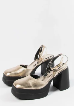 Goudkleurige Metallic Pumps Met Plateau Hak^Sacha Shop